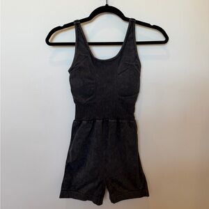 Zenana Athletic Romper - Ash Black